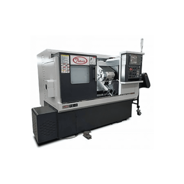 Imagem de um torno CNC horizontal de barramento inclinado